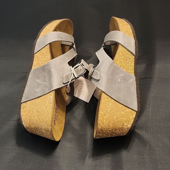 BRAND BIO-GOLD CORK WEDGE  GEOMETRIC CUTE OUT OPEN-TOE SANDAL R3 - Picture 14 of 15